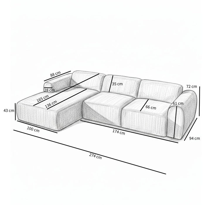 Bronx71 Hoekbank Maine gemêleerde stof terracotta links