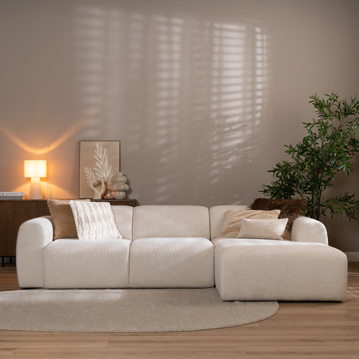 Bronx71 Hoekbank Maine bouclé stof off white rechts