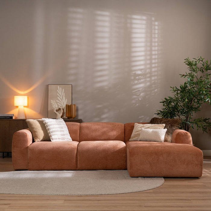 Bronx71 Hoekbank Maine gemêleerde stof terracotta rechts