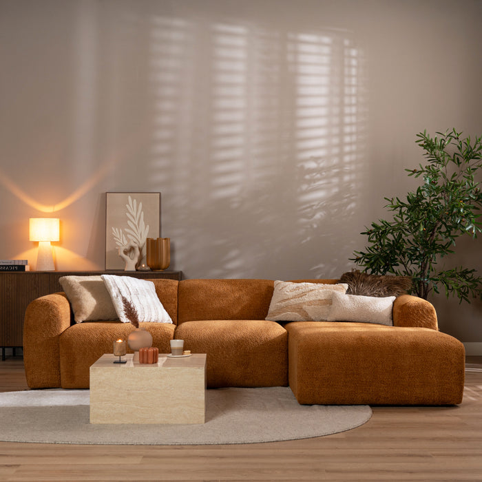 Bronx71 Hoekbank Maine bouclé stof terracotta rechts