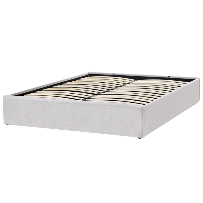 Beliani-DINAN-Tweepersoonsbed-Lichtgrijs-160 x 200 cm-Polyester