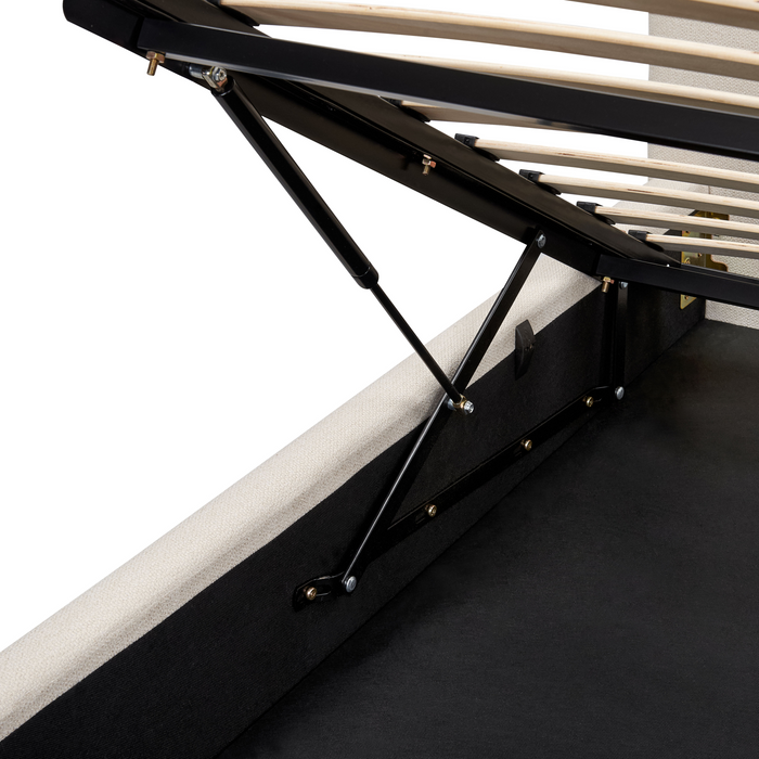 Beliani-CAMPAGNE-Bed met opbergruimte-Beige-160 x 200 cm-Polyester