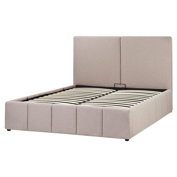 Beliani-CASTELNAVET-Tweepersoonsbed-Taupe-160 x 200 cm-Polyester