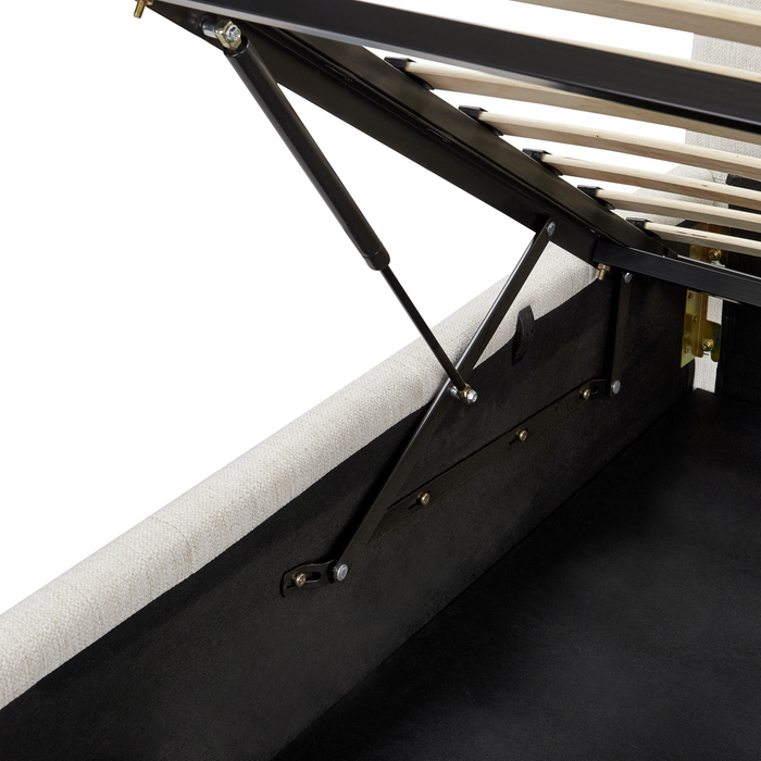 Beliani-CASTELNAVET-Tweepersoonsbed-Wit-160 x 200 cm-Polyester