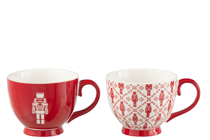 J-Line kop Notenkraker - keramiek - rood - doos van 2