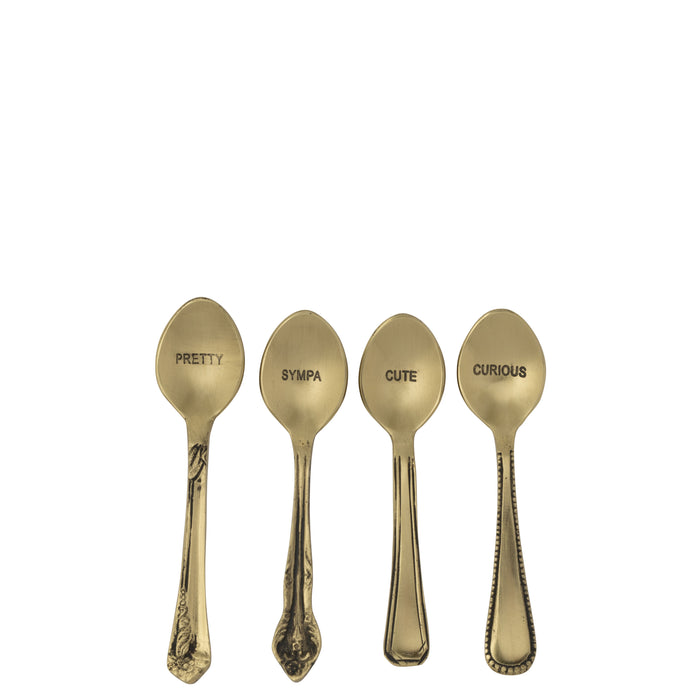 J-Line lepel Messing - brass - goud - doos van 4