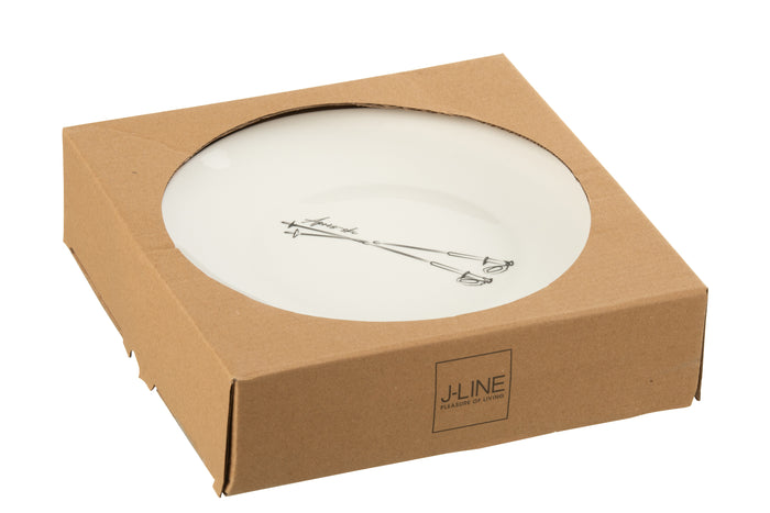J-Line bord - keramiek - zwart|wit - giftbox van 4 stuks