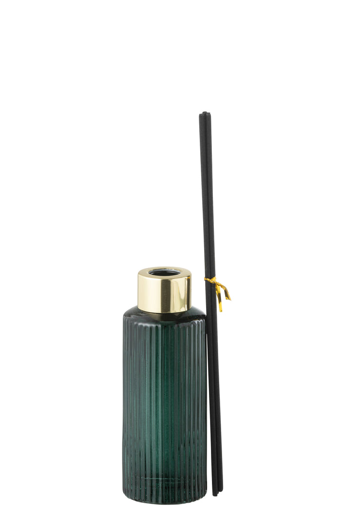 J-Line geurolie + stokjes Cedar Breeze - glas - donkergroen