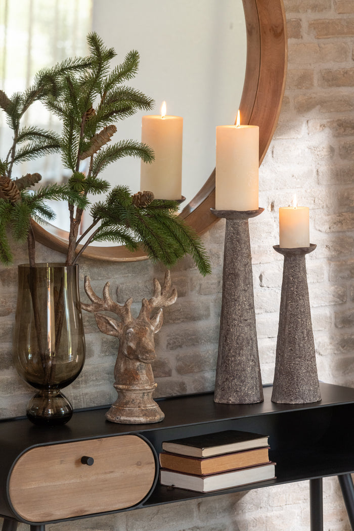 J-Line vaas Beker Hoog - glas - grijs - 35.5 cm hoog