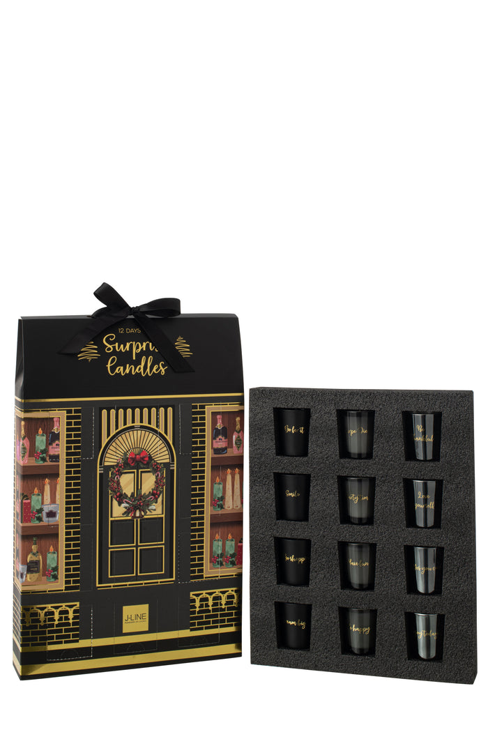 J-Line geurkaars Surprise Window - zwart|mix - 12 candles