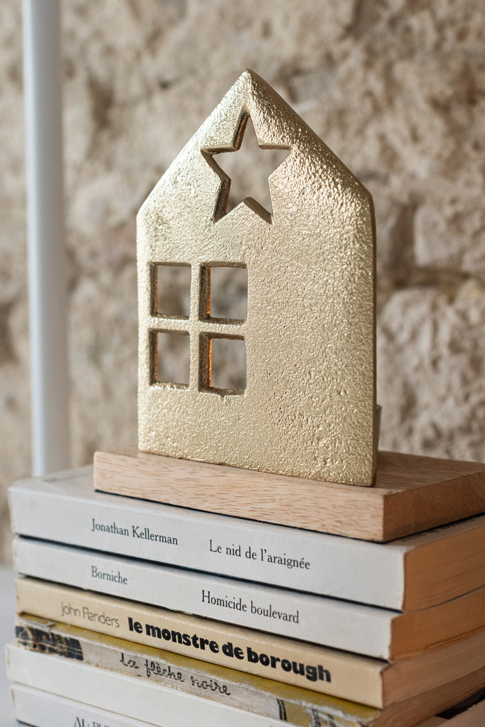 J-Line theelichthouder - aluminium - goud