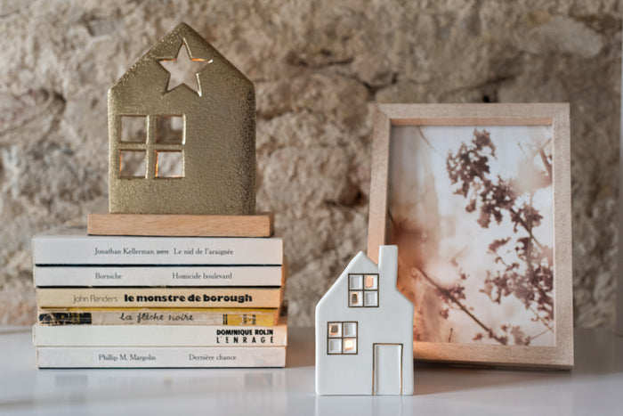 J-Line theelichthouder - aluminium - goud