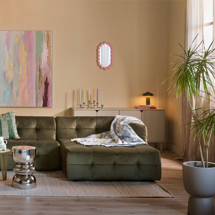 by fonQ Wies 3,5-zits Hoekbank Rechts - Fluweel - Army Green