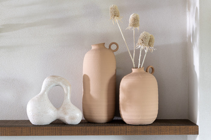 J-Line vaas Cassia - keramiek - beige - small - 27 cm hoog