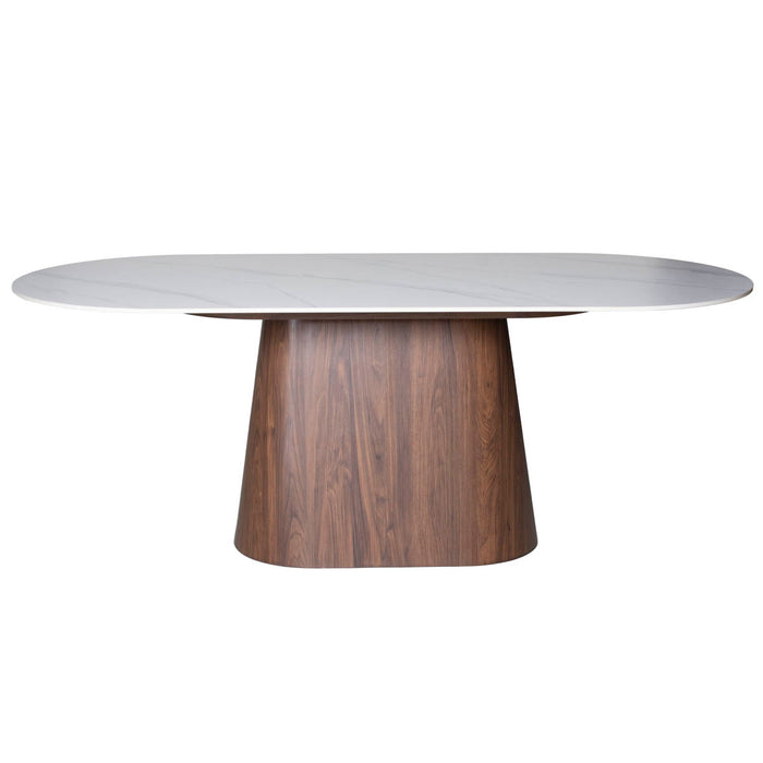 Giga Meubel - Eettafel Wit Keramiek|Walnoot - 200x90x75cm - Madia