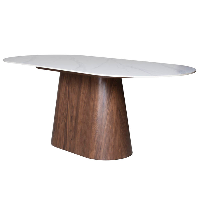 Giga Meubel - Eettafel Wit Keramiek|Walnoot - 200x90x75cm - Madia