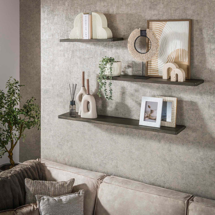 Giga Meubel - Wandplank Brons Metaal - Set van 3 - 120x20x3cm - Ferro