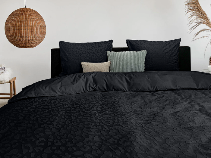 Eleganzzz Dekbedovertrek Micro Mink Leopard - black