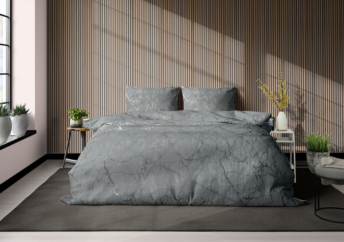 Eleganzzz Dekbedovertrek Marbel Foil Velvet - grey