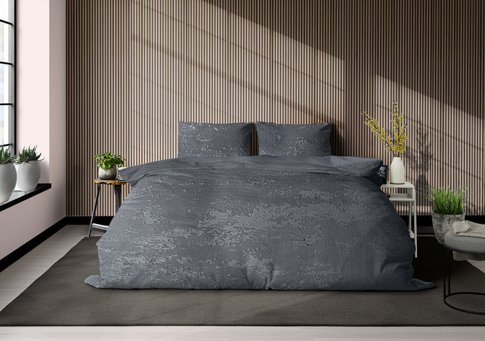 Eleganzzz Dekbedovertrek 3D Embossed Velvet Wave - dark grey