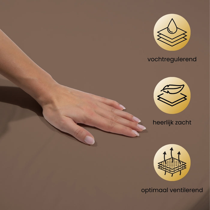 Superieur - Hoeslaken - Katoen - Taupe - 80x200cm