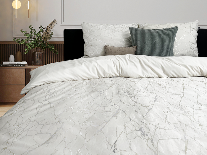 Eleganzzz Dekbedovertrek Marbel Foil Velvet - off white