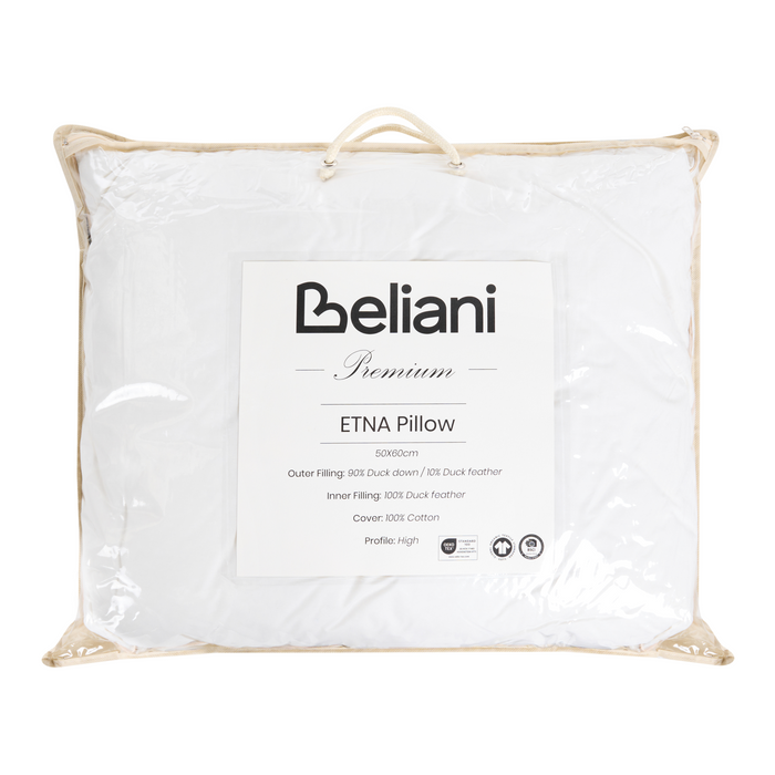Beliani-ETNA-Hoofdkussen 3 vakken-Wit-50 x 60 cm-Hoog-Eendenveren