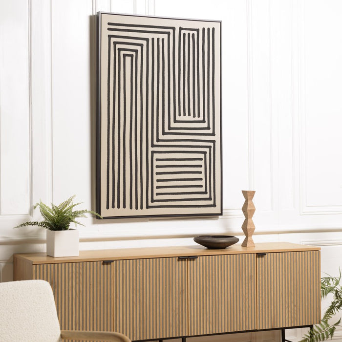 HOMER - Décoration murale C - 83x123cm lignes abstraites, cadre noir