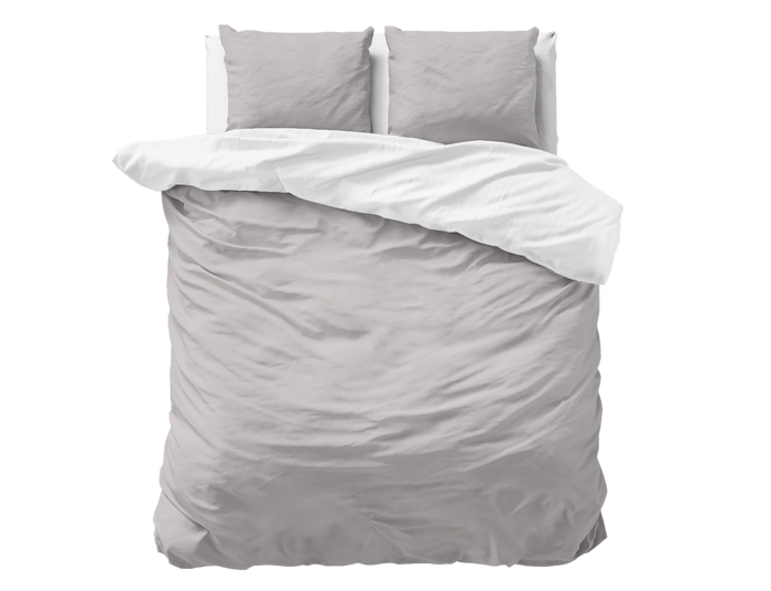 Superieur - Dekbedovertrek - Wit; Grijs - Lits-jumeaux