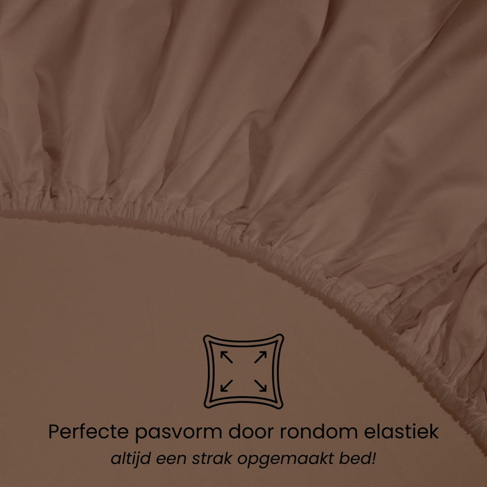 Superieur - Hoeslaken - Katoen - Taupe - 90x220cm