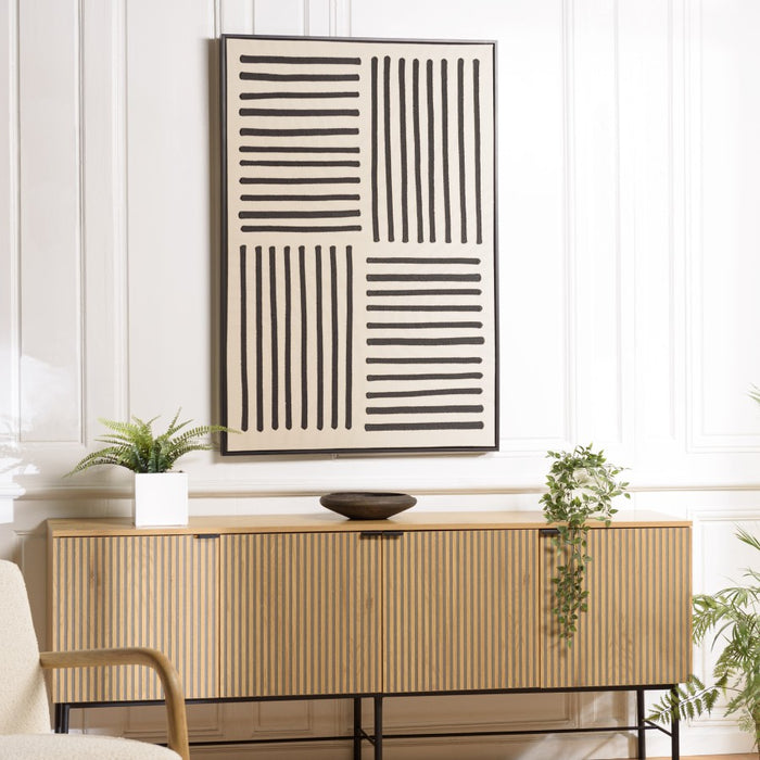 HOMER - Décoration murale A - 83x123cm lignes abstraites, cadre noir