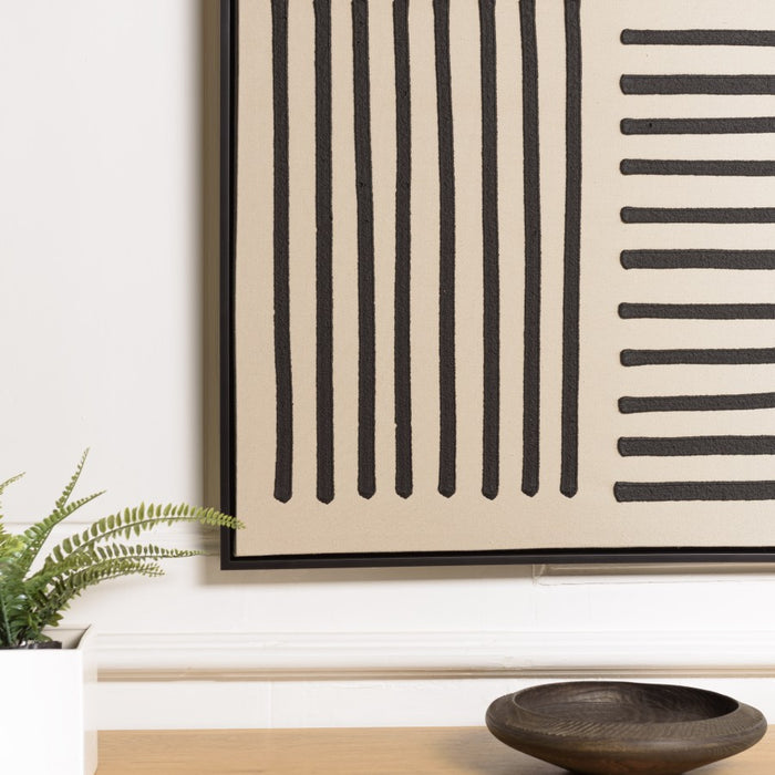 HOMER - Décoration murale A - 83x123cm lignes abstraites, cadre noir