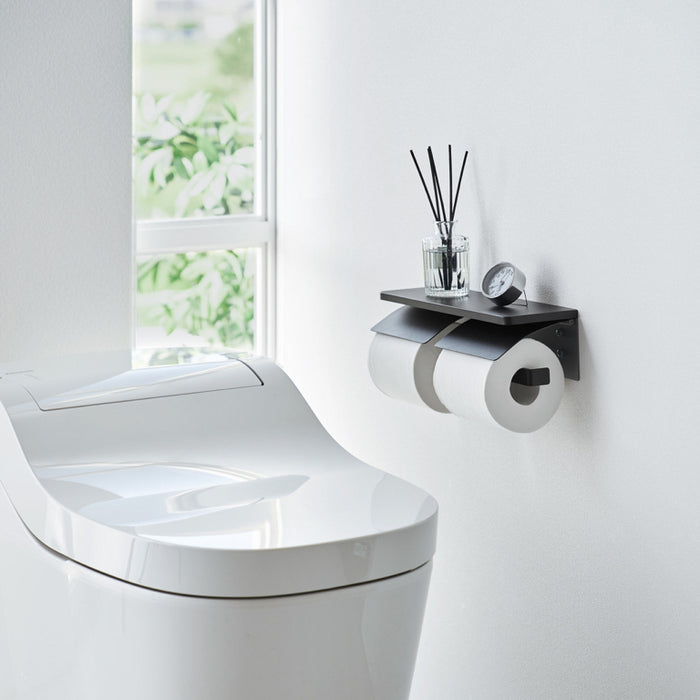 Yamazaki Tower Toiletrolhouder dubbel wandmontage - Zwart