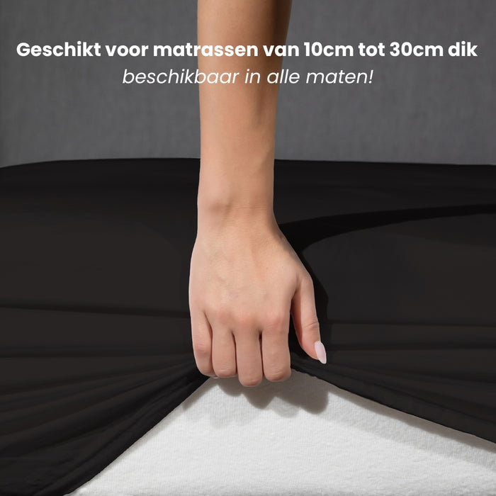 Superieur - Hoeslaken - Katoen - Zwart - 200x220cm