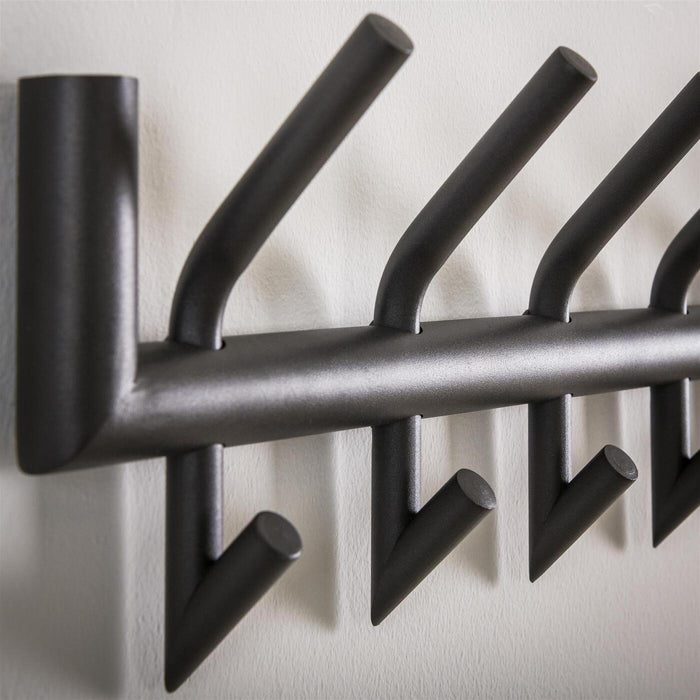 Giga Meubel - Kapstok Donkergrijs Metaal - 16-Haaks - Ronde Buis