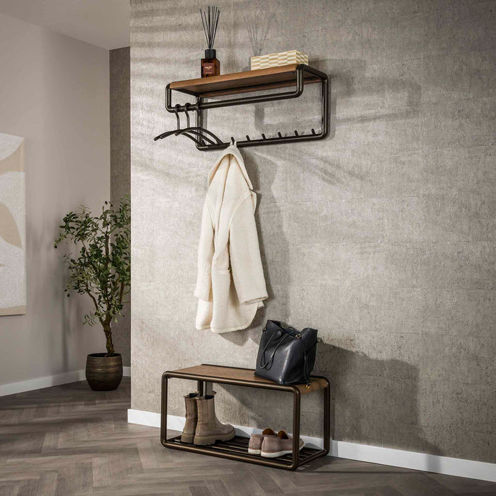 Giga Meubel - Kapstok Bruin Metaal - 8-Haaks - 80x30x33cm - Luno