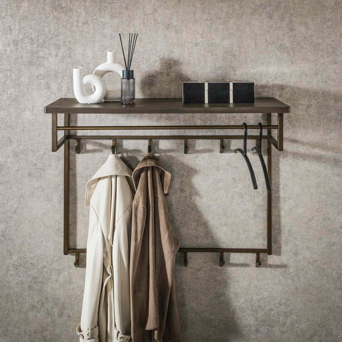 Giga Meubel - Kapstok Brons - 12-Haaks - 100x33x80cm - Ferro