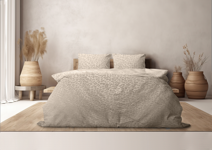 Eleganzzz Dekbedovertrek Micro Mink Leopard - royal sand