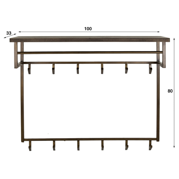 Giga Meubel - Kapstok Brons - 12-Haaks - 100x33x80cm - Ferro