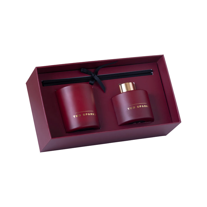 Ted Sparks - Geurkaars & Geurstokjes Diffuser - Gift set - Amber &