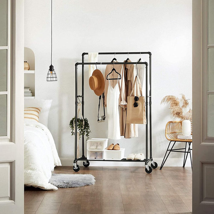 Calicosy - Kledingrek met dubbele stangen en plank op wielen - H146 cm