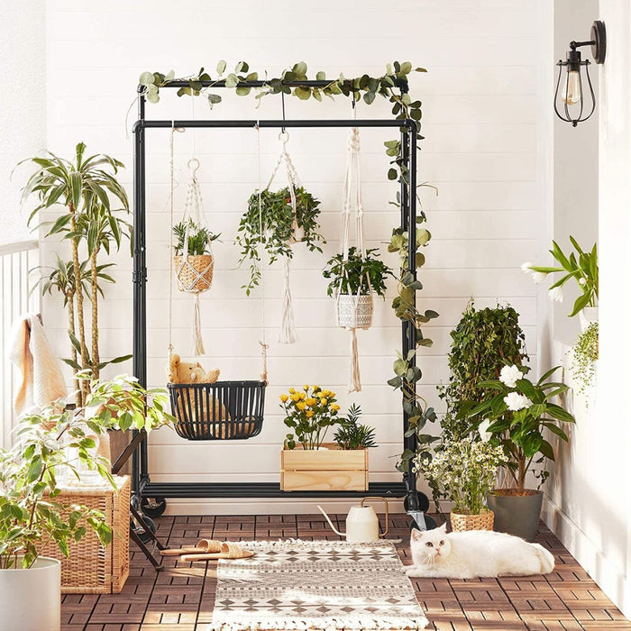 Calicosy - Kledingrek met dubbele stangen en plank op wielen - H146 cm