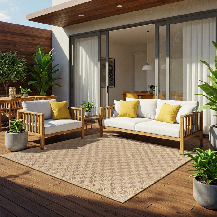 by fonQ Block Vloerkleed 120 x 170 cm - Lichtbeige