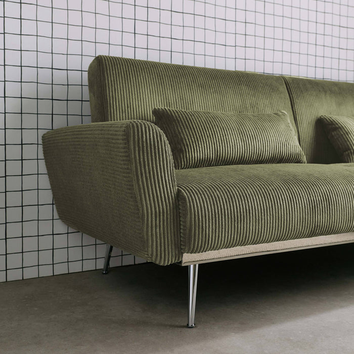 sweeek - 2|3-zits slaapbank eucalyptushout, metaal en corduroy