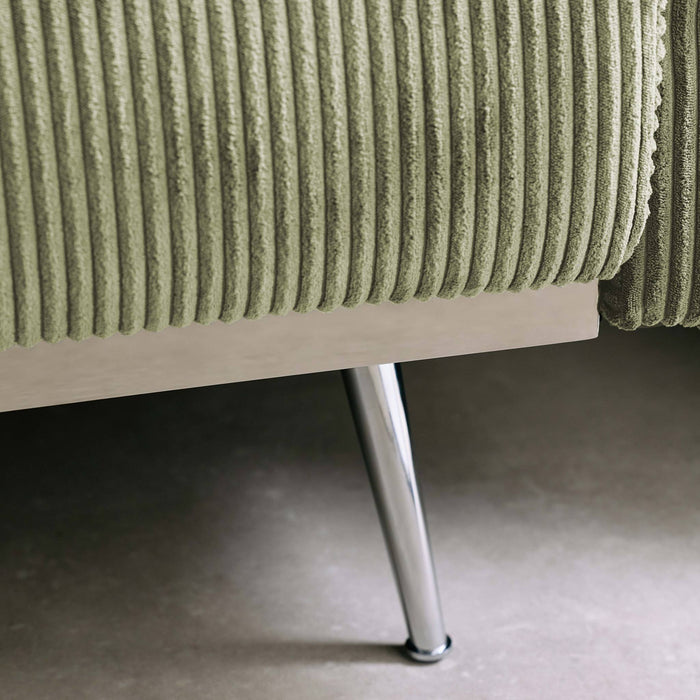 sweeek - 2|3-zits slaapbank eucalyptushout, metaal en corduroy