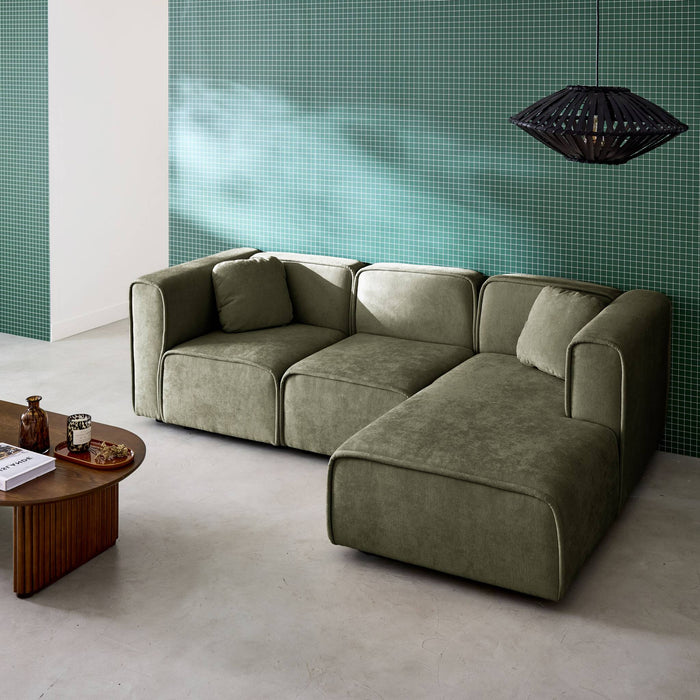 sweeek - Rechtse hoekbank 3 zitplaatsen stof