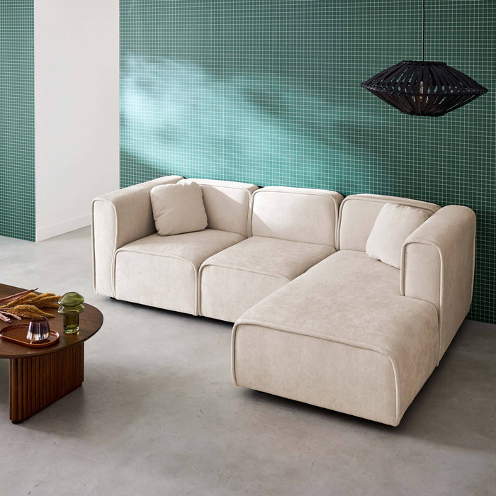 sweeek - Rechtse hoekbank 3 zitplaatsen stof