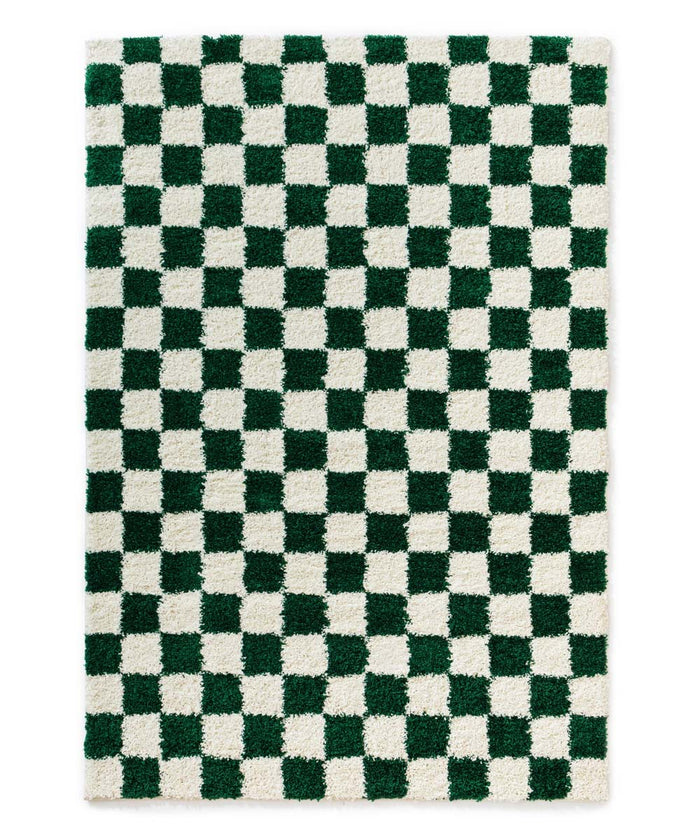 Boho&me Checkerboard vloerkleed - Check ivoor|jade - 100x200 cm