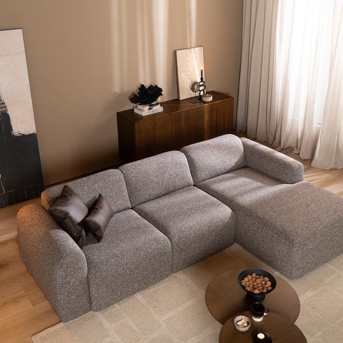 Bronx71 Hoekbank Maine bouclé stof bruin|grijs rechts