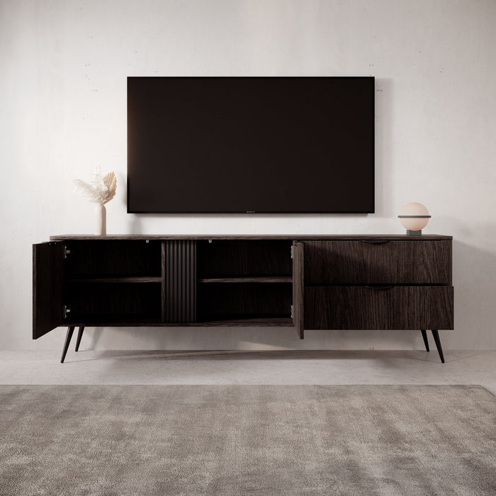 Meubella - Victoria - TV-Meubel - Donker eiken - 195 cm